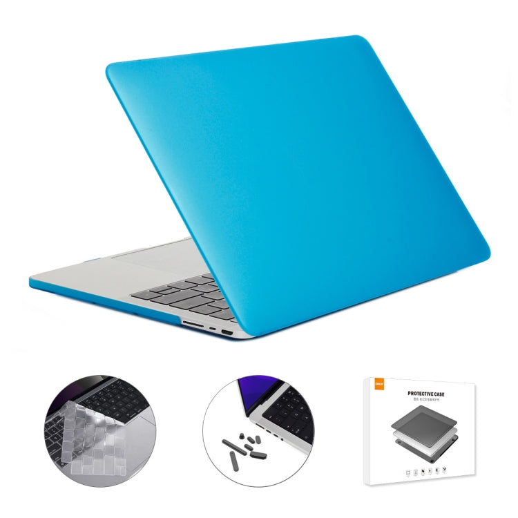 ENKAY Hat-Prince 3 in 1 Matte Laptop Protective Case + TPU Keyboard Film + Anti-dust Plugs Set for MacBook Pro 16.2 inch A2485 2021/A2880 2023, Version:US Version(Light Blue) - HoMEdemic™ 