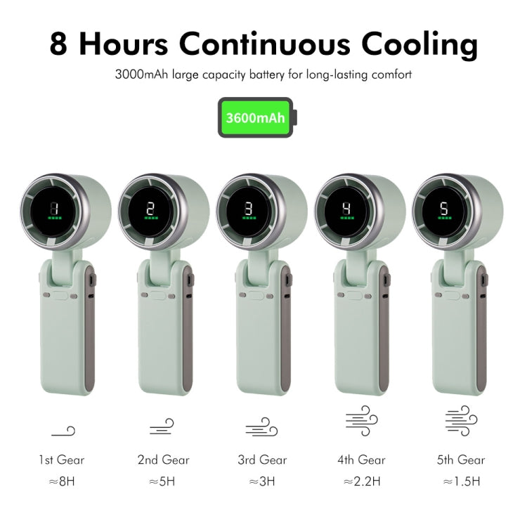 ENKAY Hat-Prince 3600mAh Battery Max 8H Cooling times Foldable Neck Turbo Fan with Digital Display(White) - HoMEdemic™ 