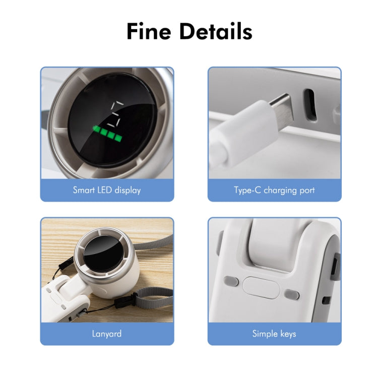 ENKAY Hat-Prince 3600mAh Battery Max 8H Cooling times Foldable Neck Turbo Fan with Digital Display(White) - HoMEdemic™ 