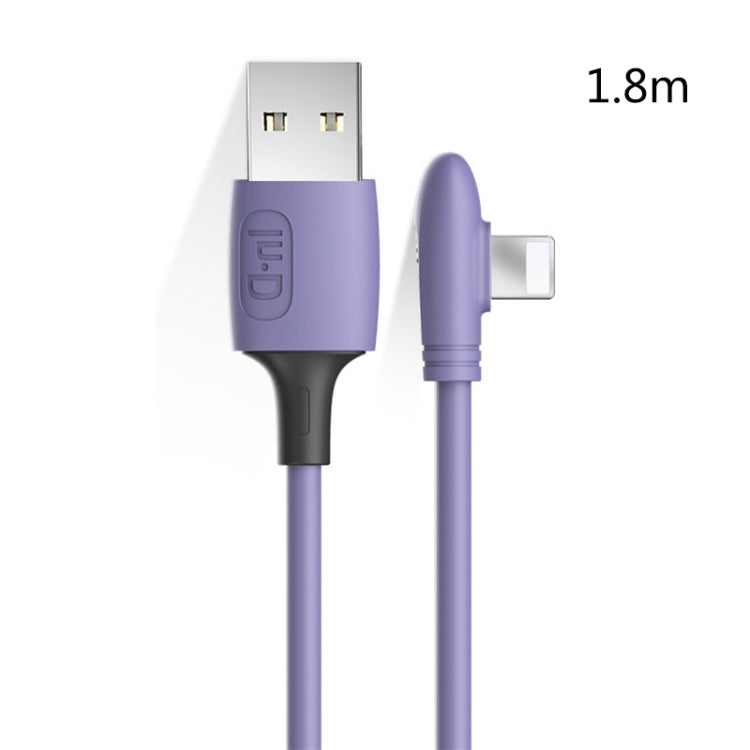 ENKAY Hat-Prince ENK-CB211 2.4A USB to 8 Pin 90 Degree Elbow Silicone Data Sync Fast Charging Cable, Cable Length: 1.8m(Purple) - HoMEdemic™ 