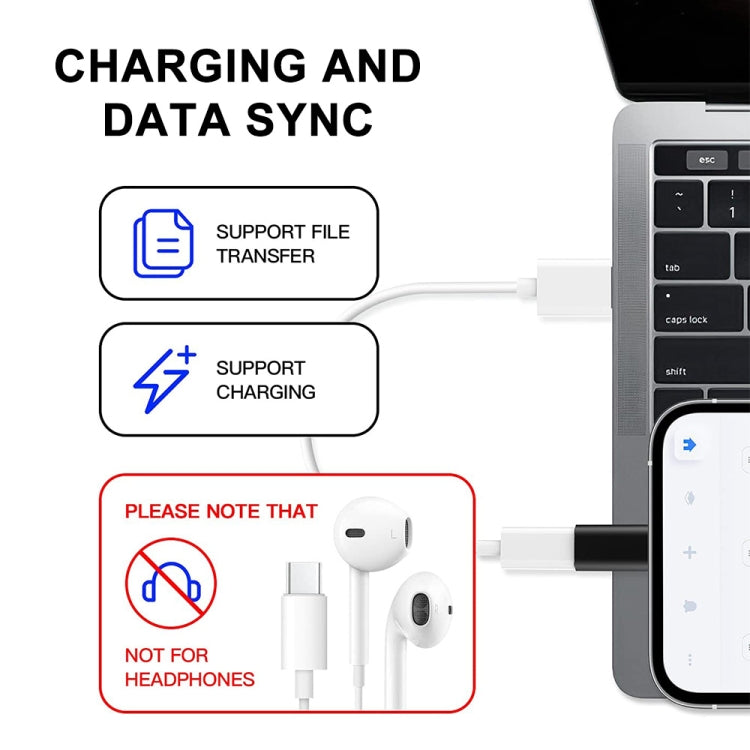 ENKAY Hat-Prince HC-6 Mini ABS USB-C / Type-C 3.1 to 8 Pin Port Connector Adapter(Black) - HoMEdemic™ 