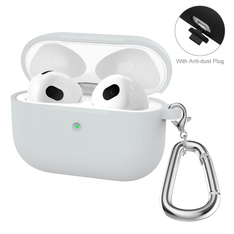 ENKAY Hat-Prince Thickened Silicone Protective Case Shock-Absorbing Cover with Keychain for Apple AirPods 3(Light Grey) - HoMEdemic™ 