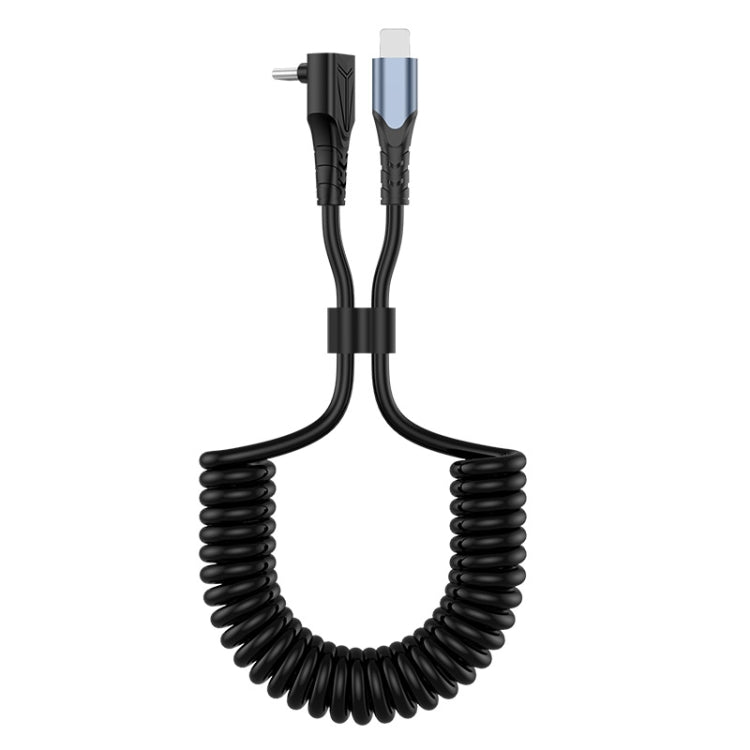 ENKAY PD 27W Type-C to 8 Pin 3A Elbow Expansion Spring Coiled Fast Chrging Data Cable, Length: 1.5m - HoMEdemic™ 