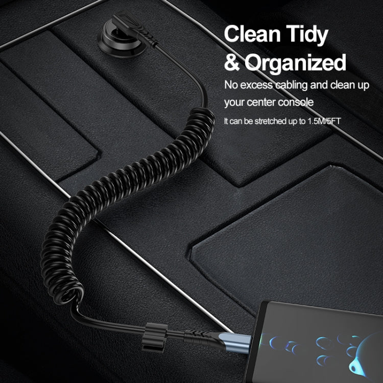 ENKAY PD 27W Type-C to 8 Pin 3A Elbow Expansion Spring Coiled Fast Chrging Data Cable, Length: 1.5m - HoMEdemic™ 