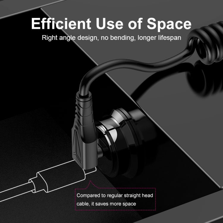 ENKAY PD 27W Type-C to 8 Pin 3A Elbow Expansion Spring Coiled Fast Chrging Data Cable, Length: 1.5m - HoMEdemic™ 