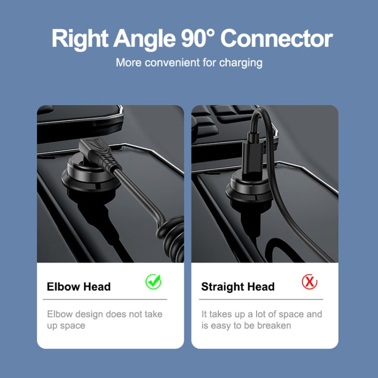 ENKAY PD 27W Type-C to 8 Pin 3A Elbow Expansion Spring Coiled Fast Chrging Data Cable, Length: 1.5m - HoMEdemic™ 