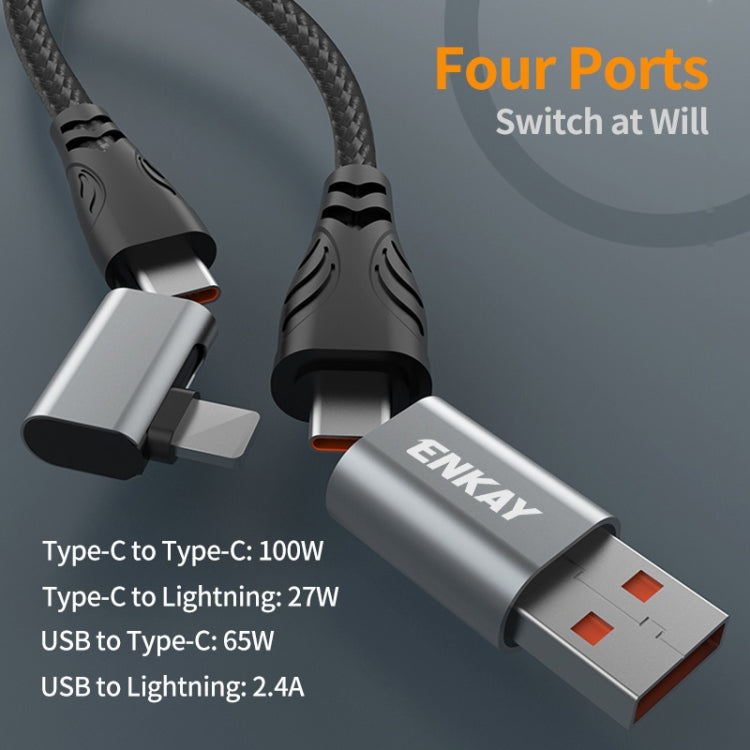 ENKAY PD100W 4-in-1 USB-A / Type-C to Type-C / 8 Pin Multifunction Fast Charging Cable with E-Marker, Cable Length:1m - HoMEdemic™ 