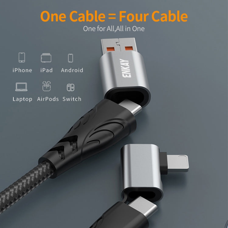 ENKAY PD100W 4-in-1 USB-A / Type-C to Type-C / 8 Pin Multifunction Fast Charging Cable with E-Marker, Cable Length:1m - HoMEdemic™ 