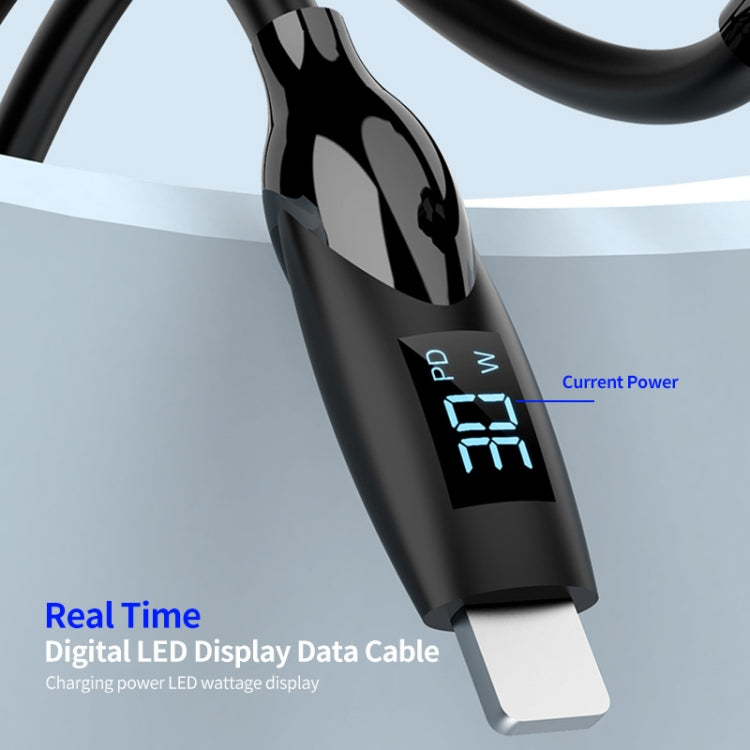 ENKAY PD30W Type-C to 8 Pin Fast Charging Data Silicone Cable with LED Display, Length:2m(Black) - HoMEdemic™ 