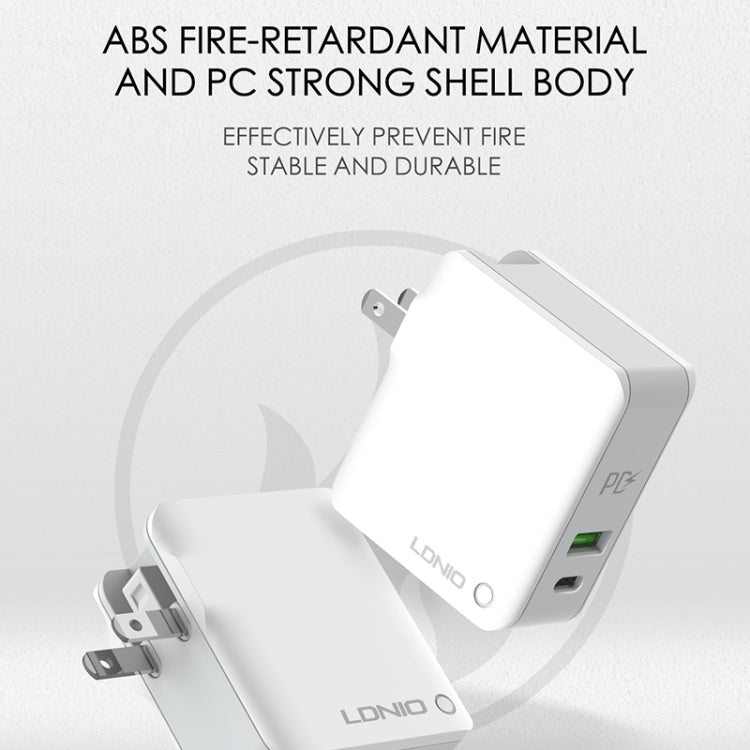 LDNIO A4403C 30W PD + Auto-id Foldable Fast Travel Charger with 1m 8 Pin Cable, UK Plug - HoMEdemic™ 