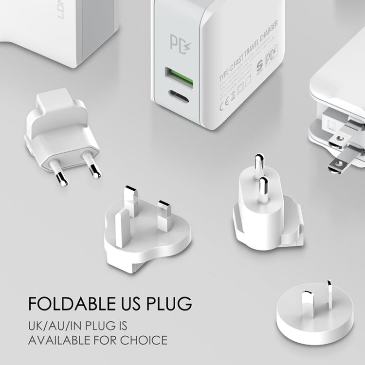 LDNIO A4403C 30W PD + Auto-id Foldable Fast Travel Charger with 1m 8 Pin Cable, UK Plug - HoMEdemic™ 