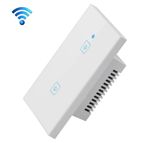 WS-US-02 EWeLink APP & Touch Control 2A 2 Gangs Tempered Glass Panel Smart Wall Switch, AC 90V-250V, US Plug - HoMEdemic™ 