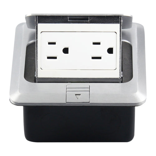 Hidden Pop-up Aluminum Alloy Computer Floor Socket with Cover Bottom Box, US Plug - HoMEdemic™ 