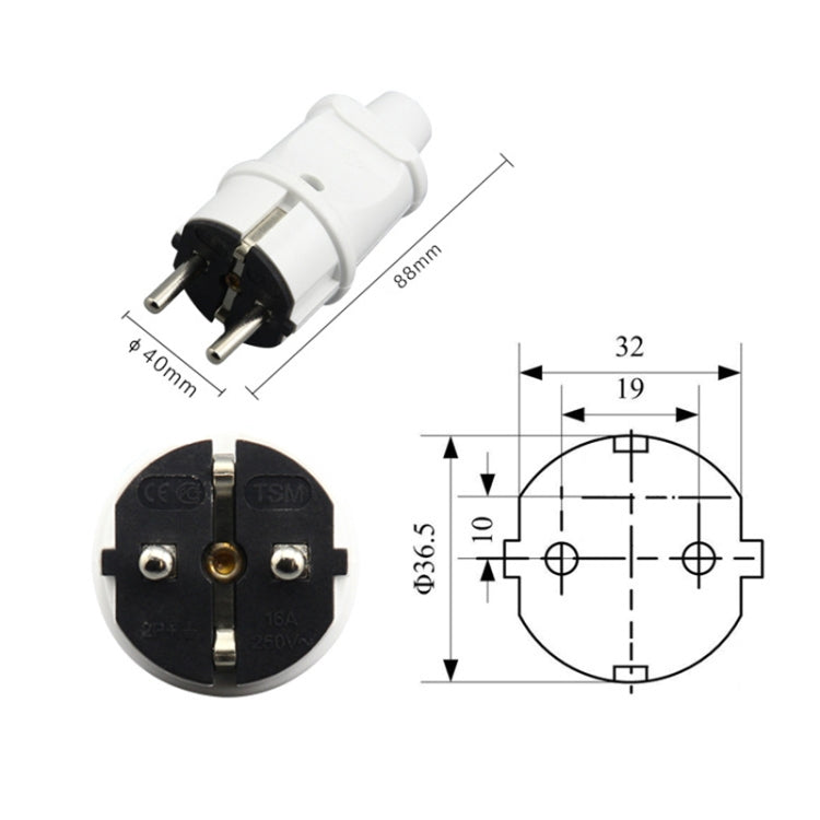16A Detachable Wiring Power Plug, EU Plug - HoMEdemic™ 