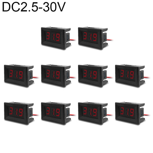 10 PCS 0.36 inch 2 Wires Digital Voltage Meter with Shell, Color Light Display, Measure Voltage: DC 2.5-30V - HoMEdemic™ 