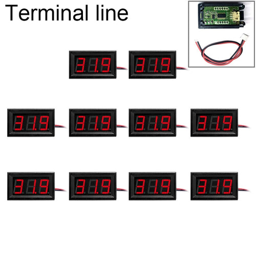 10 PCS 0.56 inch 2 Terminal Wires Digital Voltage Meter with Shell, Color Light Display, Measure Voltage: DC 4.5-30V - HoMEdemic™ 