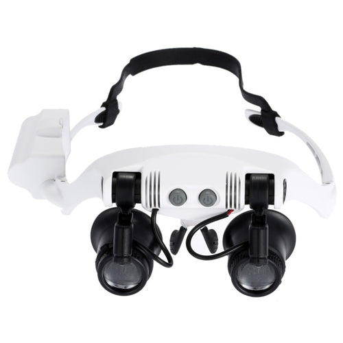 10X 15X 20X 25X Wearing Glasses Eyes Illuminated Magnifier Magnifying Watch Repairing Loupe With LED Light(White) - HoMEdemic™ 