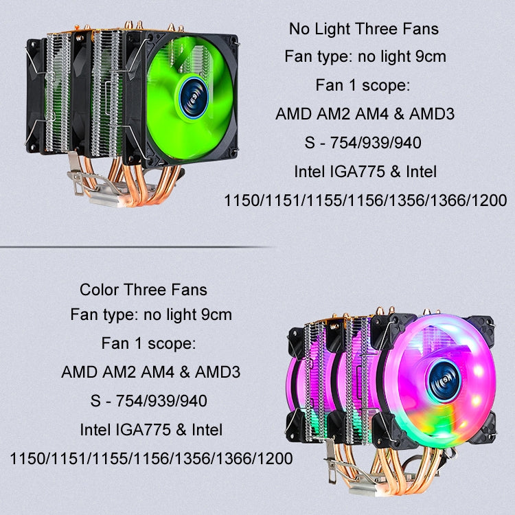 EVESKY 600 Desktop Computer 4 Copper Tube Mute CPU Cooling Fan, Color: Color Three Fans - HoMEdemic™ 