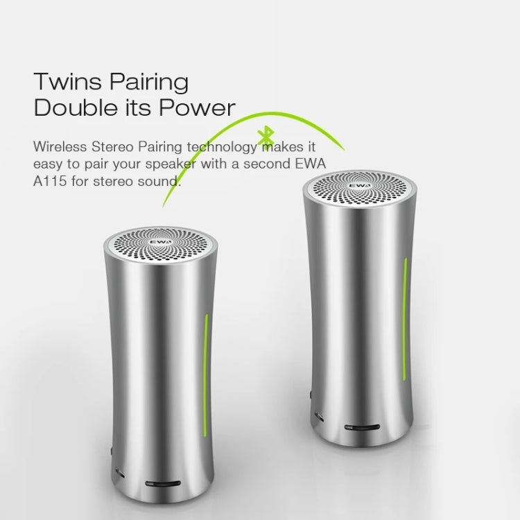 EWA A115 Portable Metal Bluetooth Speaker 105H Power Hifi Stereo Outdoor Subwoofer(Silver) - HoMEdemic™ 