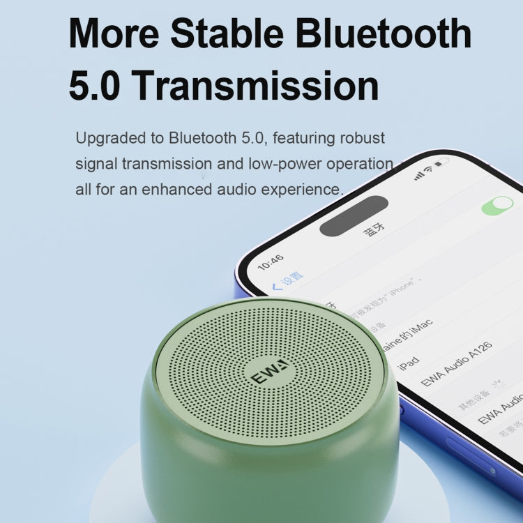 EWA A126 Mini Bluetooth 5.0 Bass Radiator Metal Speaker(Light blue) - HoMEdemic™ 