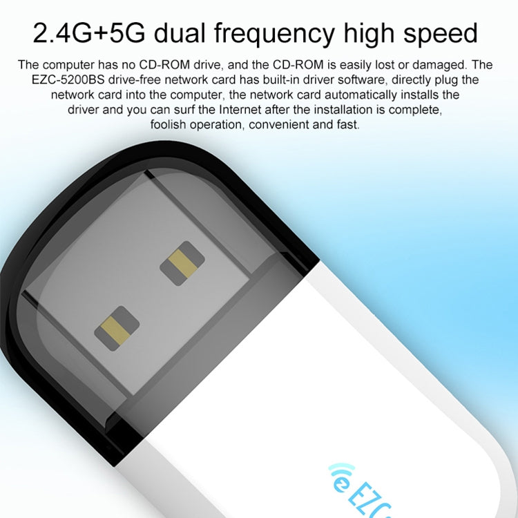 EZCast EZC-5200BS 600Mbps Dual Band WiFi + Bluetooth USB 2.0 Wireless Adapter (White) - HoMEdemic™ 