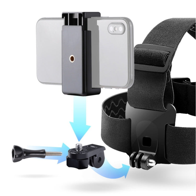 Elastic Mount Belt Adjustable Head Strap with Phone Clamp & Screw & S-type Adapter for GoPro HERO10 Black / HERO9 Black /8 /7 /6 /5, Xiaoyi and Other Action Cameras, Smarphones(Black) - HoMEdemic™ 