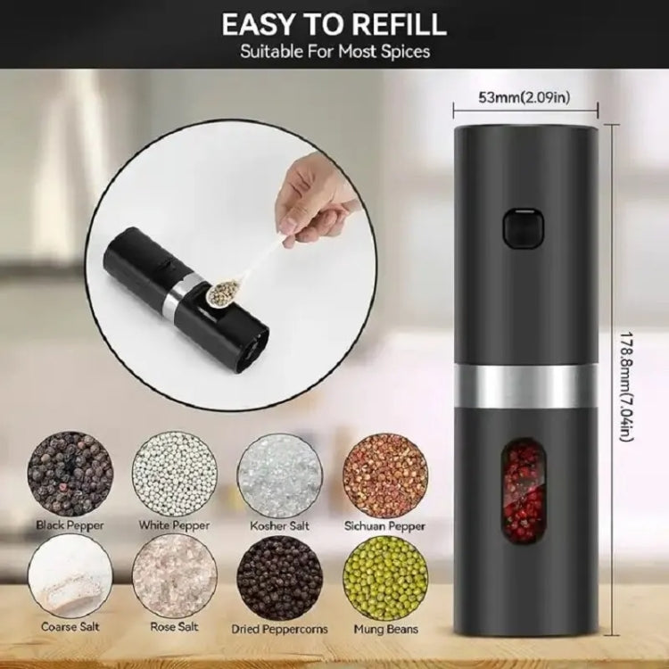 Electric Automatic Salt And Pepper Grinder Set With Charging Base, Model: D2 KYMQ-7C - HoMEdemic™ 