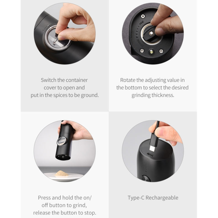 Electric Automatic Salt And Pepper Grinder Set With Charging Base, Model: D2 KYMQ-7C - HoMEdemic™ 