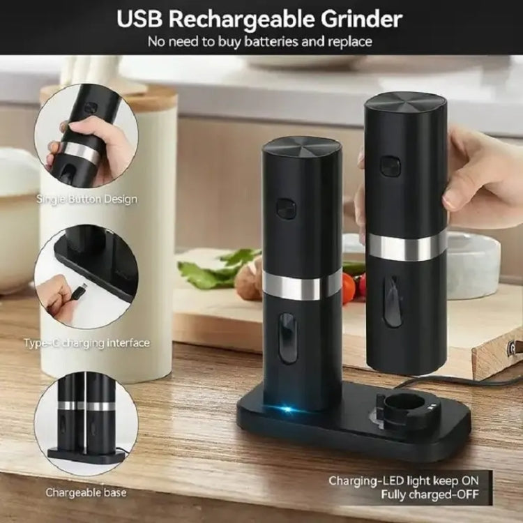 Electric Automatic Salt And Pepper Grinder Set With Charging Base, Model: K2 KYMQ-17C - HoMEdemic™ 
