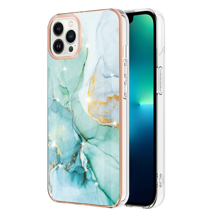 Electroplating Marble Pattern Dual-side IMD TPU Shockproof Phone Case For iPhone 15 Pro Max(Green 003) - HoMEdemic™ 