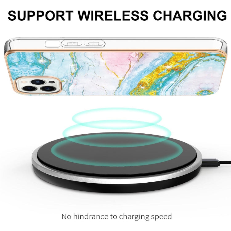 Electroplating Marble Pattern Dual-side IMD TPU Shockproof Phone Case For iPhone 15 Pro Max(Green 004) - HoMEdemic™ 