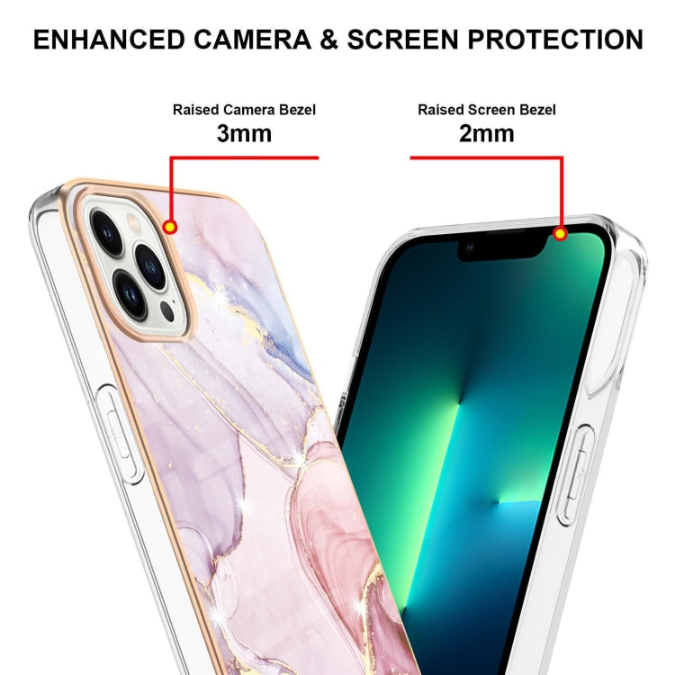 Electroplating Marble Pattern Dual-side IMD TPU Shockproof Phone Case For iPhone 15 Pro Max(Rose Gold 005) - HoMEdemic™ 