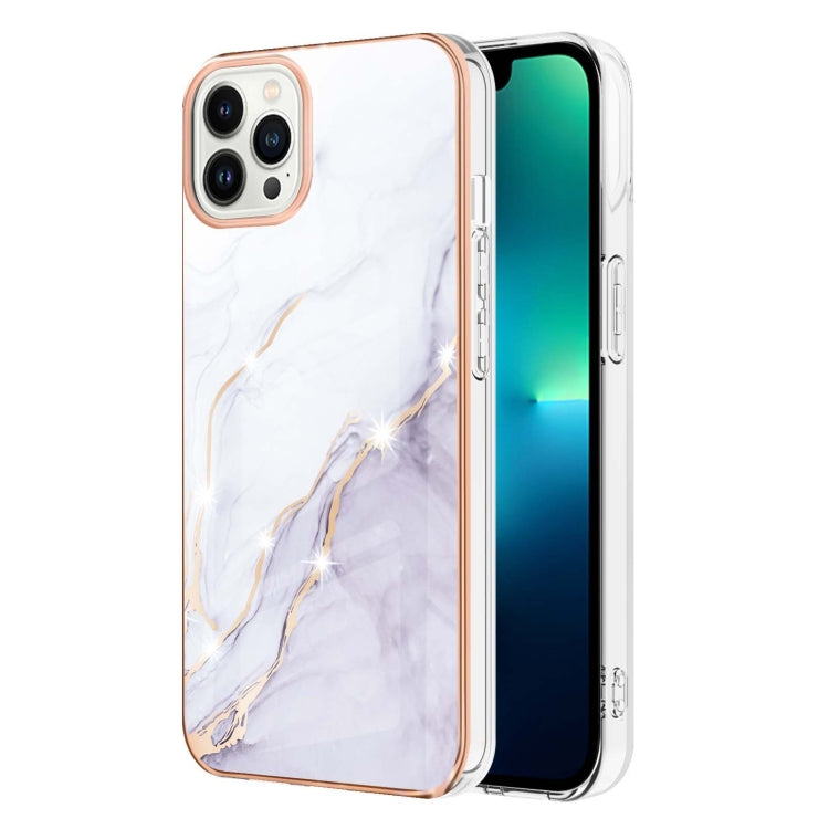 Electroplating Marble Pattern Dual-side IMD TPU Shockproof Phone Case For iPhone 15 Pro Max(White 006) - HoMEdemic™ 