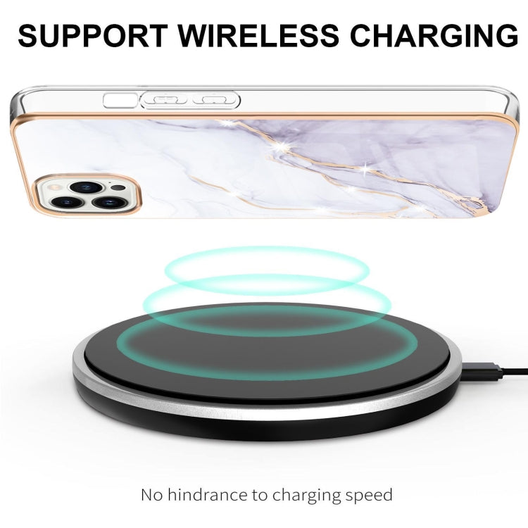 Electroplating Marble Pattern Dual-side IMD TPU Shockproof Phone Case For iPhone 15 Pro(White 006) - HoMEdemic™ 