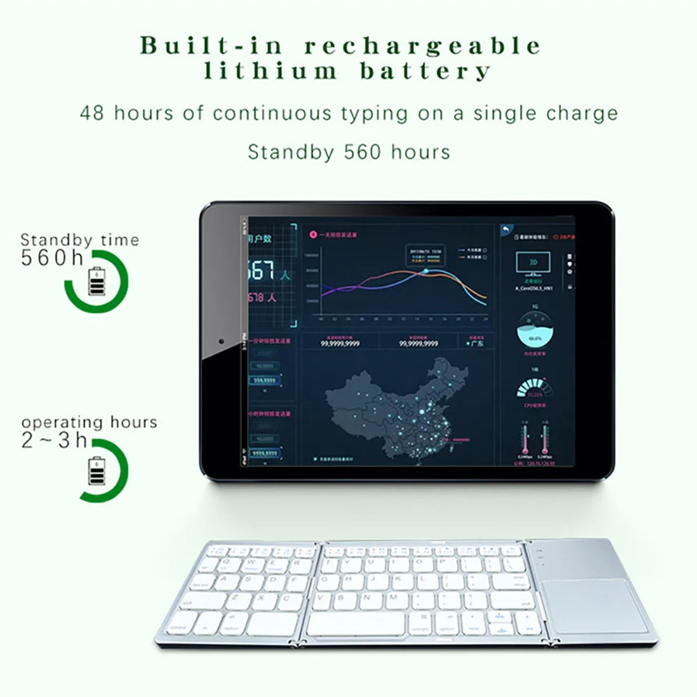 Ergonomic Foldable Bluetooth Keyboard with Integrated Touchpad - HoMEdemic™ 