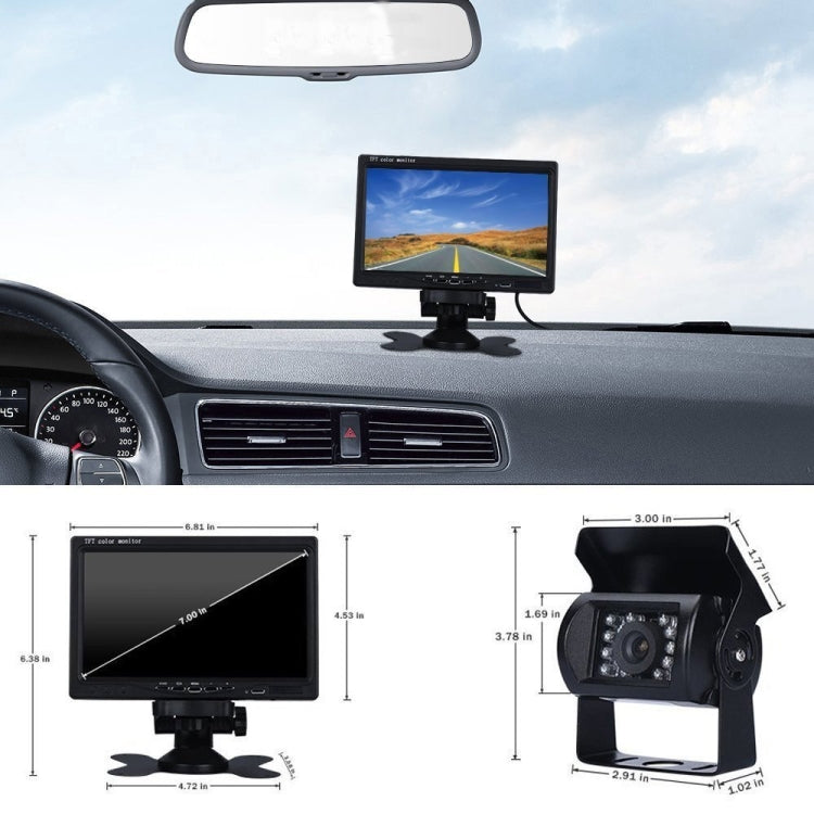 F0505 7 inch HD Car 18 IR LEDs Backup Camera Rearview Mirror Monitor, with 10m Cable, Single Camera - HoMEdemic™ 