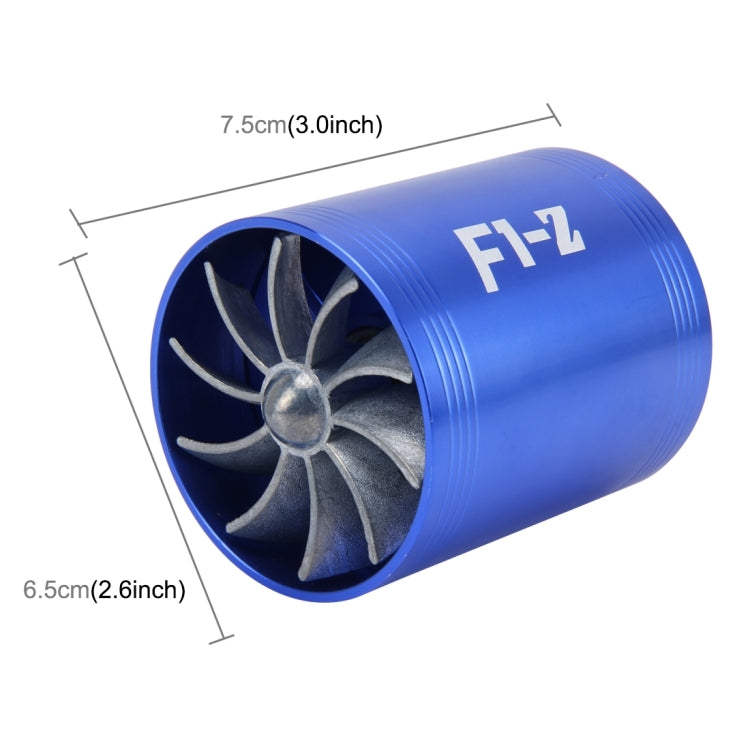 F1-Z Car Stainless Universal Supercharger Dual Double Turbine Air Intake Fuel Saver Turbo Turboing Charger Fan Set kit, Double Side(Blue), Double Side(Black), Double Side(Red), Double Side(Silver) - HoMEdemic™ 