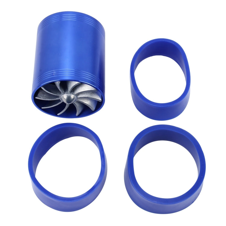 F1-Z Car Stainless Universal Supercharger Dual Double Turbine Air Intake Fuel Saver Turbo Turboing Charger Fan Set kit, Double Side(Blue), Double Side(Black), Double Side(Red), Double Side(Silver) - HoMEdemic™ 