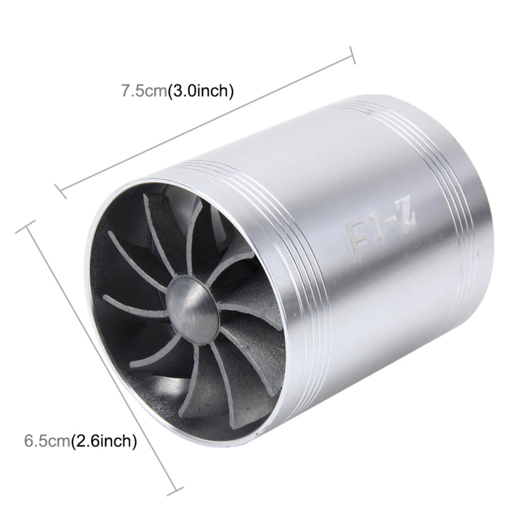 F1-Z Car Stainless Universal Supercharger Dual Double Turbine Air Intake Fuel Saver Turbo Turboing Charger Fan Set kit, Double Side(Silver), Double Side(Blue), Double Side(Black), Double Side(Red) - HoMEdemic™