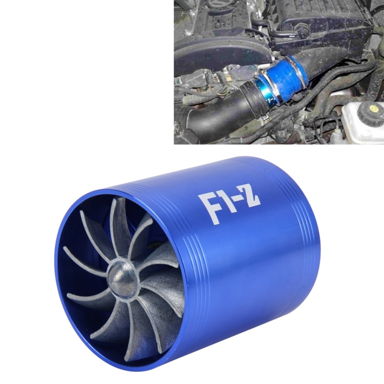 F1-Z Car Stainless Universal Supercharger Dual Double Turbine Air Intake Fuel Saver Turbo Turboing Charger Fan Set kit, Double Side(Silver), Double Side(Blue), Double Side(Black), Double Side(Red) - HoMEdemic™