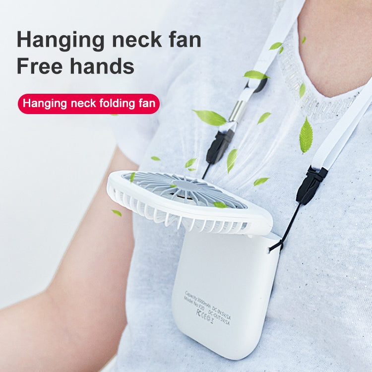 F20 Electroplating Handheld Fan Portable Desktop Folding Mute USB Hanging Neck Fan, F20 (Pink), F20 (Green), F20 (Blue), F20 (White) - HoMEdemic™ 