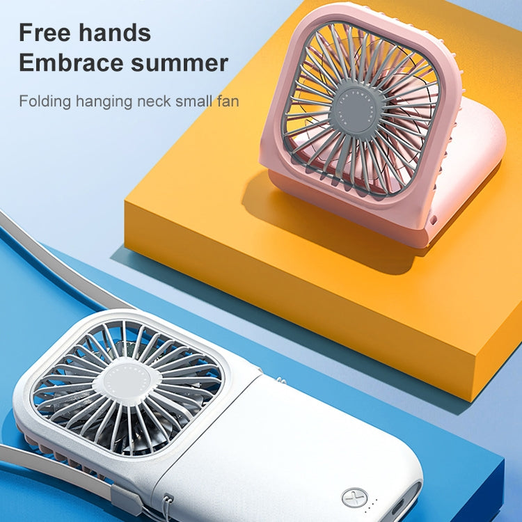 F20 Electroplating Handheld Fan Portable Desktop Folding Mute USB Hanging Neck Fan, F20 (Pink), F20 (Green), F20 (Blue), F20 (White) - HoMEdemic™ 