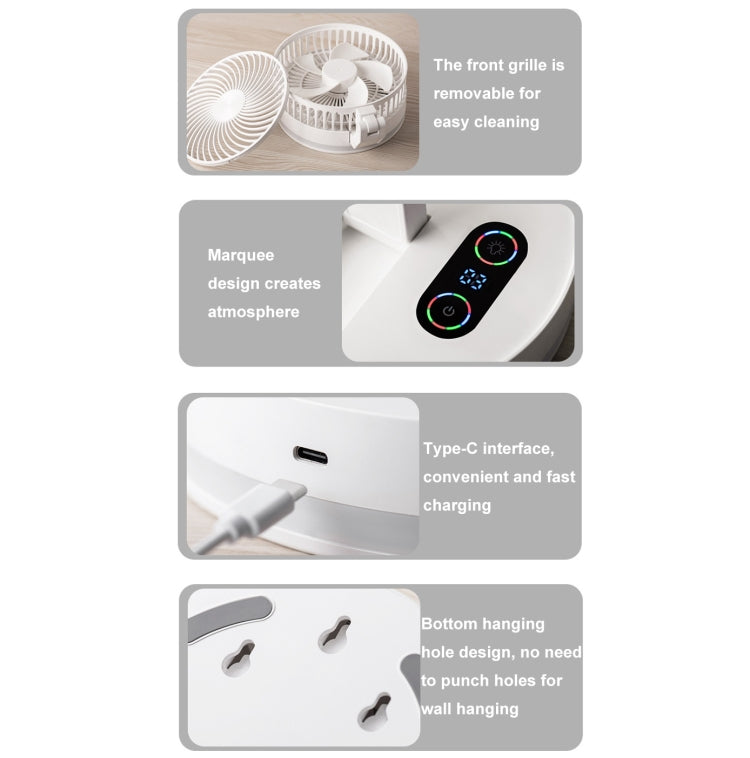 F200 Foldable Remote Control Wall-mounted Fan LED Light Desktop Rotating Fan, Color: Regular Model - HoMEdemic™ 