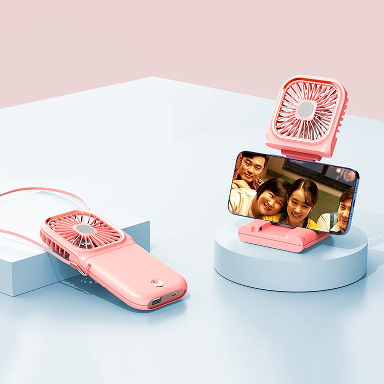 F30 Electroplating Handheld Fan Portable Desktop Folding Mute USB Hanging Neck Fan, Upgraded Version, F30 (Pink), F30 (Green), F30 (Blue), F30 (White) - HoMEdemic™ 