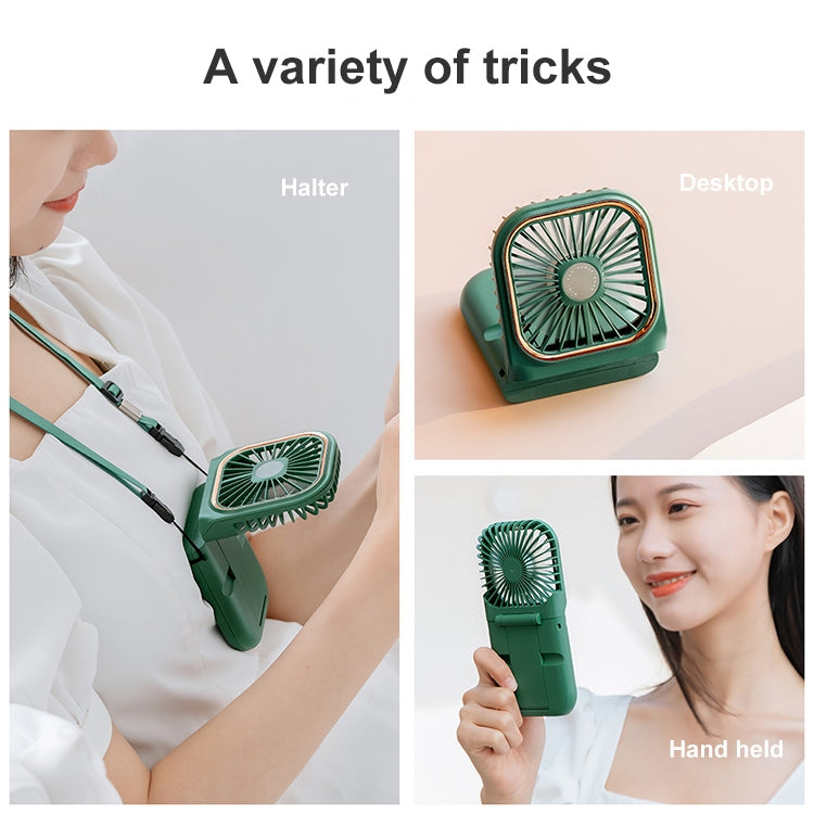 F30 Electroplating Handheld Fan Portable Desktop Folding Mute USB Hanging Neck Fan, Upgraded Version, F30 (Pink), F30 (Green), F30 (Blue), F30 (White) - HoMEdemic™ 