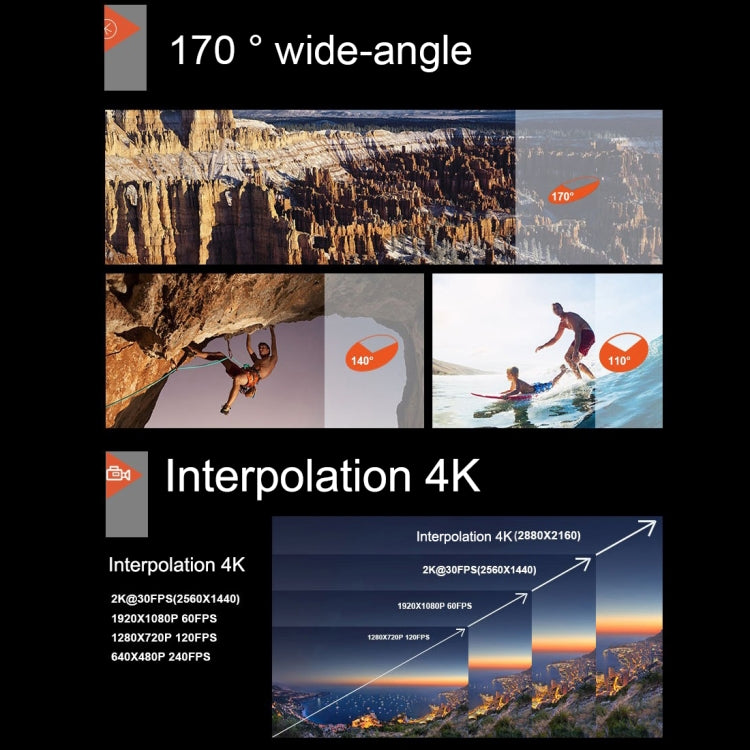 F60 2.0 inch Screen 170 Degrees Wide Angle WiFi Sport Action Camera Camcorder with Waterproof Housing Case, Support 64GB Micro SD Card - HoMEdemic™ 