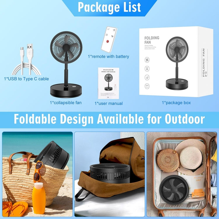 F9 Folding Adjustable Height Desktop Electric Fan(Black) - HoMEdemic™ 