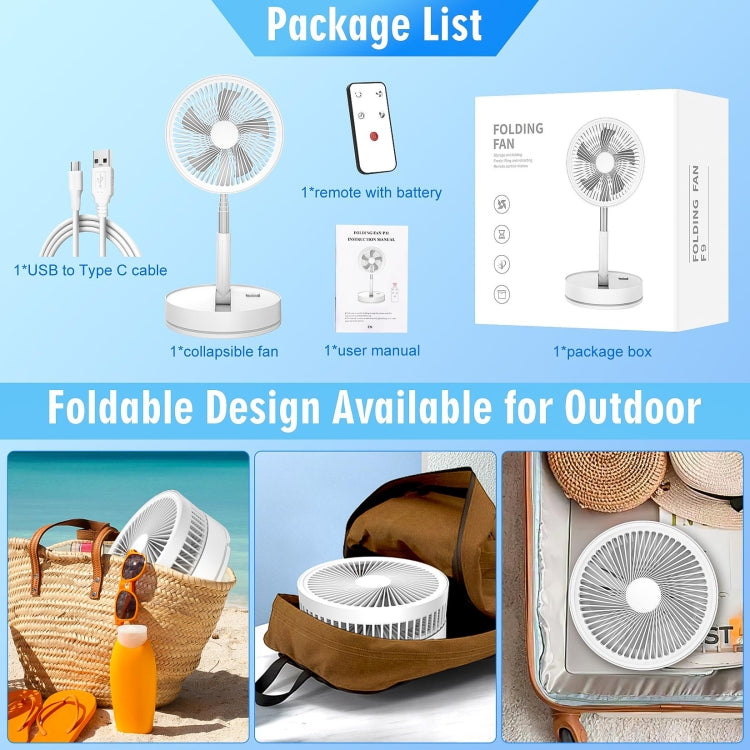 F9 Folding Adjustable Height Desktop Electric Fan(White) - HoMEdemic™ 
