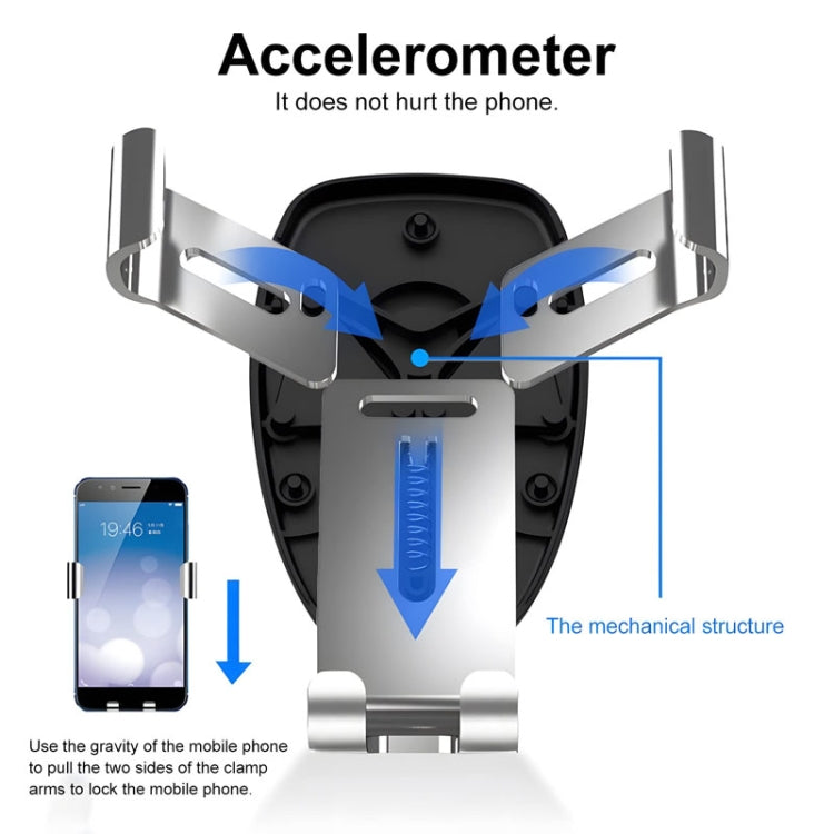 FAIK Car Cell Phone Holder Air Vent Triangle Gravity Sensor Car Phone Bracket, Color: Silver Frosted Model - HoMEdemic™ 