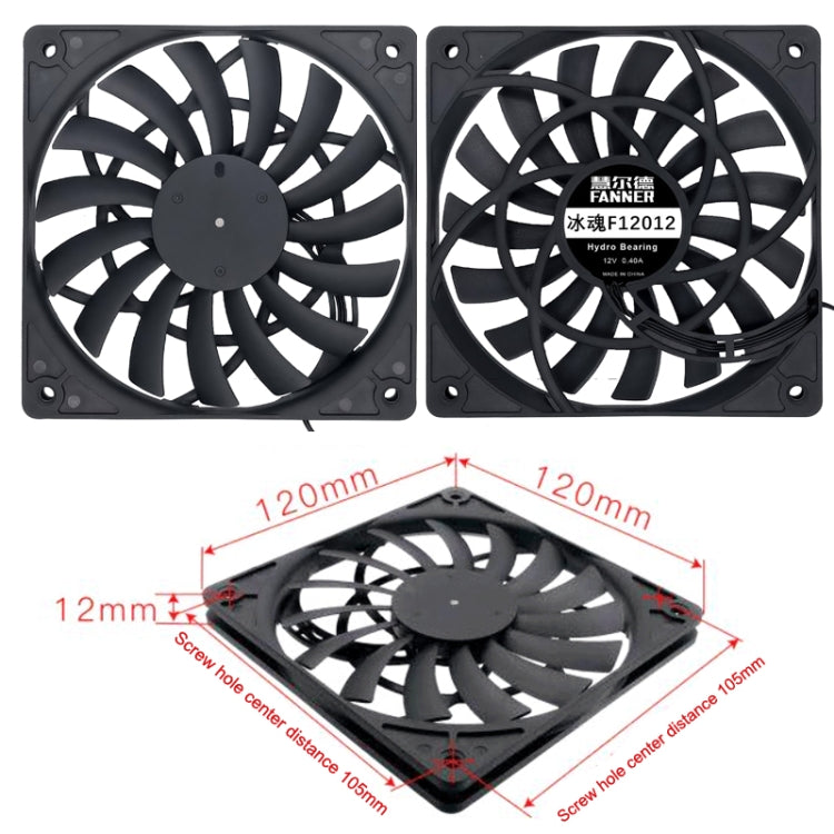FANNER Ice Soul F12012 Desktop Chassis Ultra-thin 4pin Cooling Fan Intelligent PWM Speed Regulation(Black) - HoMEdemic™ 